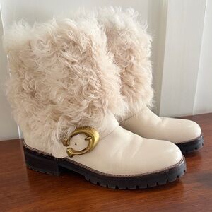 Coach Cream and Gold Ankle Boots